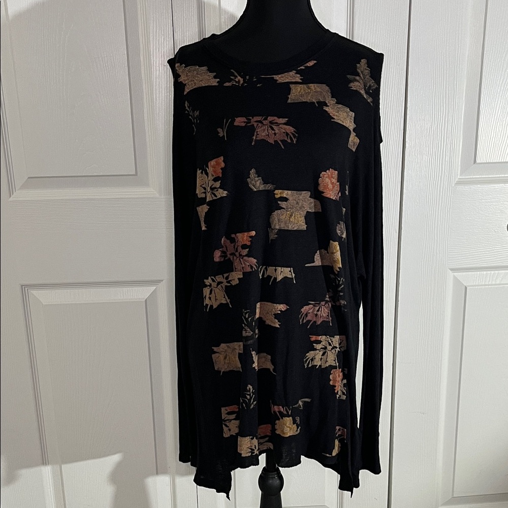 All Saints Arosa Aino Cold Shoulder Long Black Tee Shirt Size Medium Nashville